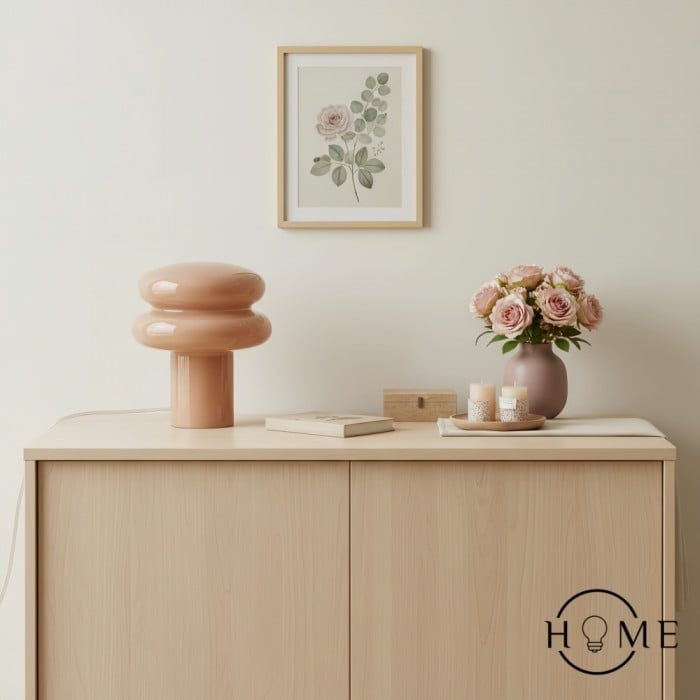 Orra Liten opalbordslampa - svampformad glaslampa för vardagsrum HL1782