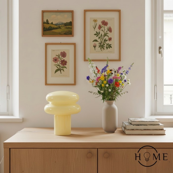 Orra Piccola lampada da tavolo in opale - Lampada in vetro a forma di fungo per soggiorno HL1782