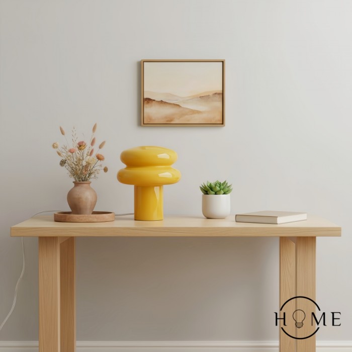 Orra Piccola lampada da tavolo in opale - Lampada in vetro a forma di fungo per soggiorno HL1782