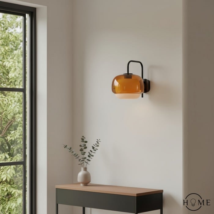 Lampada da parete in vetro vintage moderno colorato Clinco - Luce morbida a fungo HL1777