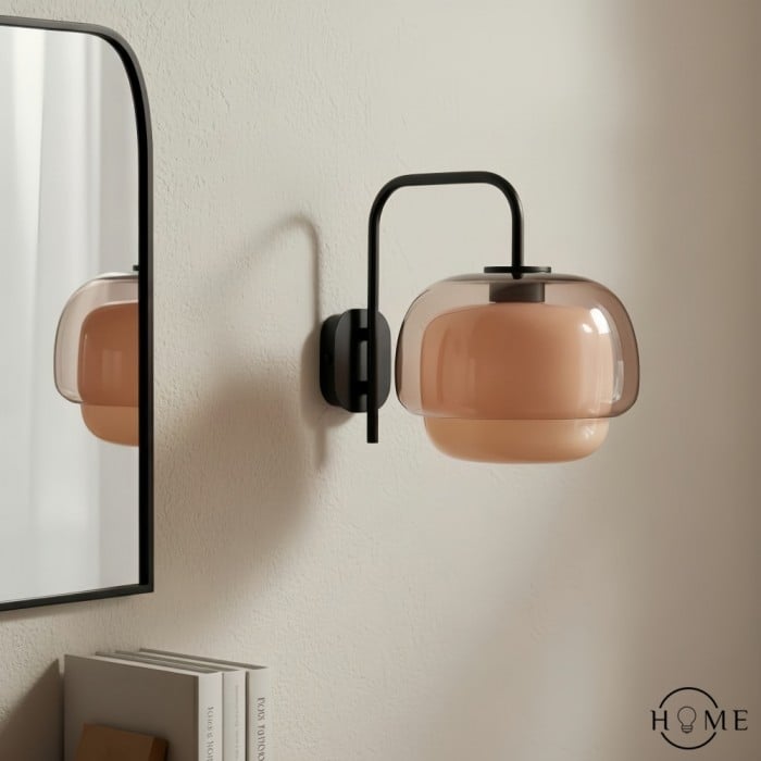 Lampada da parete in vetro vintage moderno colorato Clinco - Luce morbida a fungo HL1777