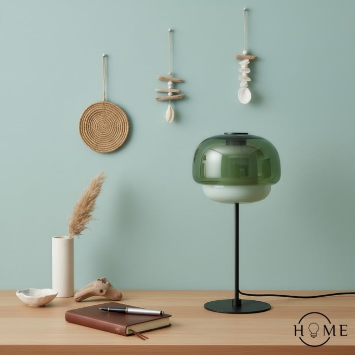 Clinco Dome Colored Glass Table Lamp - Retro Mushroom Bedside Lamp for Bedrooms and Desks HL1095