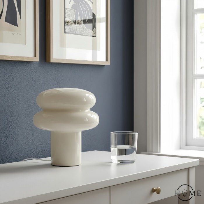 Orra Piccola lampada da tavolo in opale - Lampada in vetro a forma di fungo per soggiorno HL1782