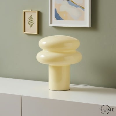 Orra Petite lampe de table opale – Lampe champignon en verre pour salon HL1782