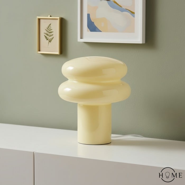 Orra Liten opalbordslampa - svampformad glaslampa för vardagsrum HL1782