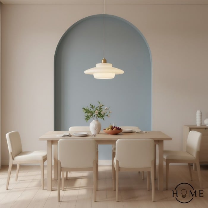 Art Deco Milk White Glass Pendant Light - Sculptural Hanging Lamp for Dining and Kitchen HL190