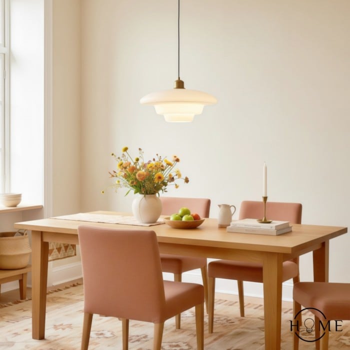 Art Deco Milk White Glass Pendant Light - Sculptural Hanging Lamp for Dining and Kitchen HL190