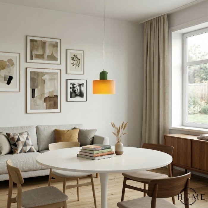 Lámpara colgante con forma de orbe y disco de cristal cilíndrico Morandi HL107