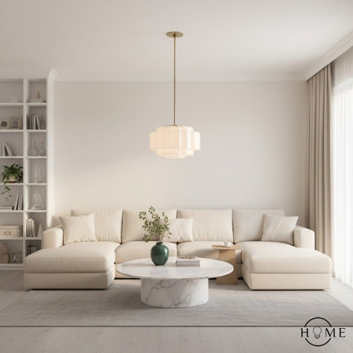 Lámpara Colgante de latón y Cristal Opalino - Estilo Vintage HL1042