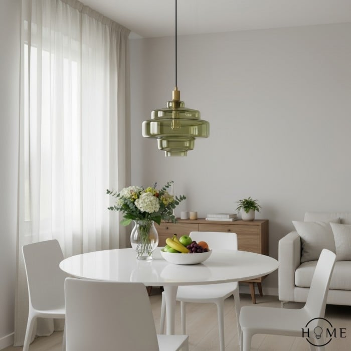 Tiered Vintage Pendant Light - Art Deco Glass Hanging Lamp for Kitchen and Living Room HL1064