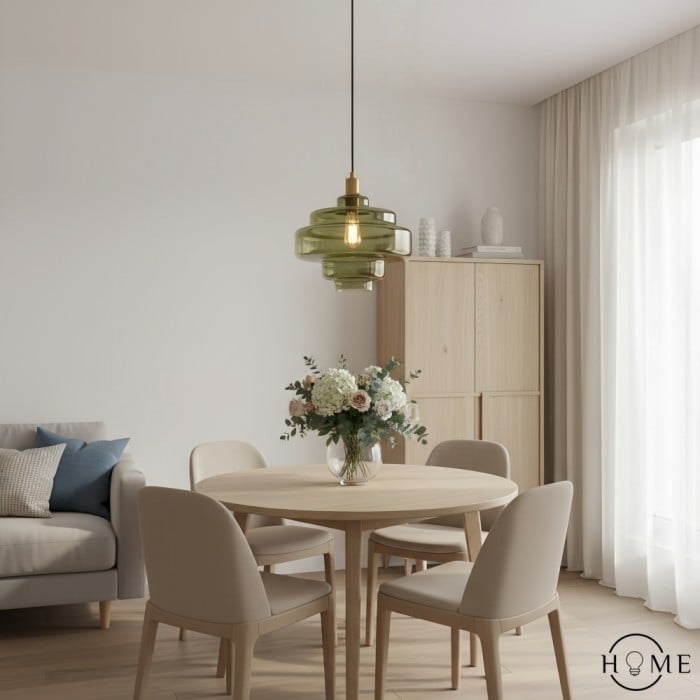 Tiered Vintage Pendant Light - Art Deco Glass Hanging Lamp for Kitchen and Living Room HL1064