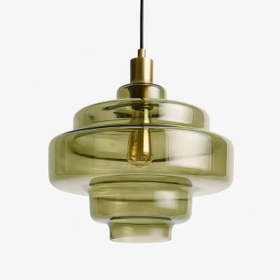 Lámpara colgante vintage de vidrio verde - Lámpara de bar Art Déco escalonada HL1064