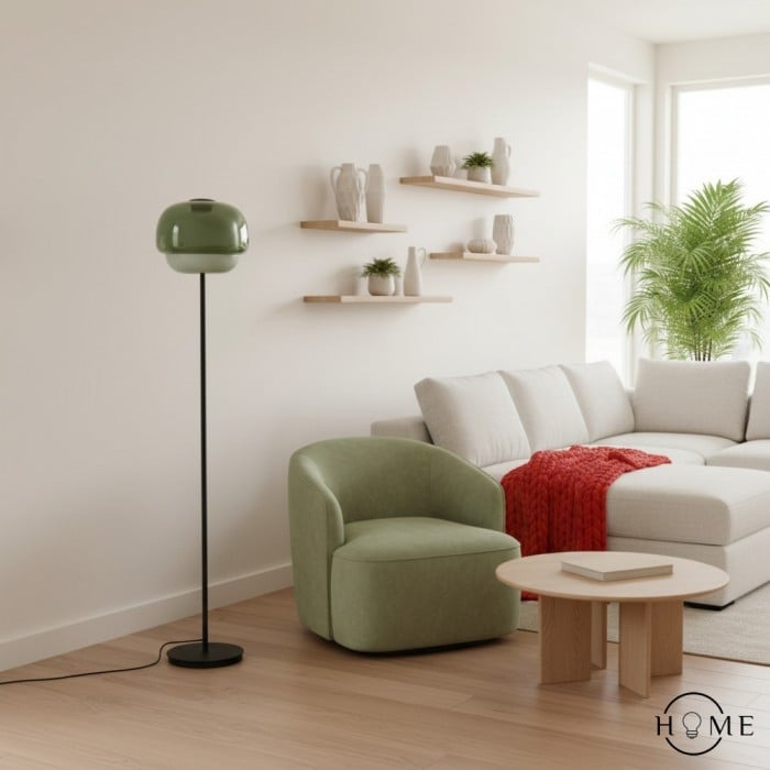 Clinco Modern Mushroom Floor Lamp - Colored Glass Globe Light for Living Rooms and Bedrooms HL1778