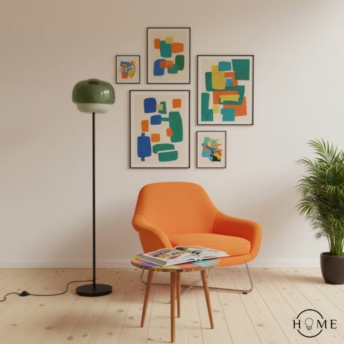 Clinco Modern Mushroom Floor Lamp - Colored Glass Globe Light for Living Rooms and Bedrooms HL1778