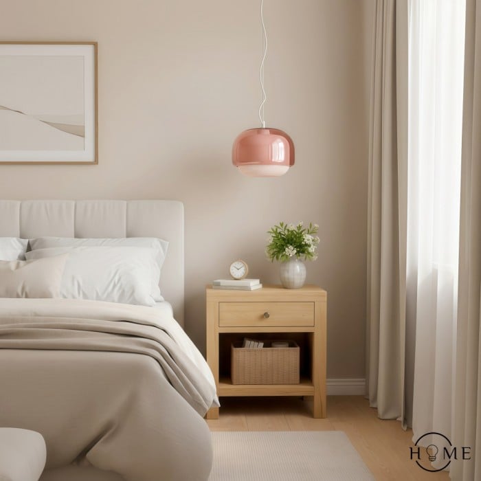 Clinco Double Spherical Glass Pendant Light - Modern Colorful Hanging Lamp for Bedroom HL1094