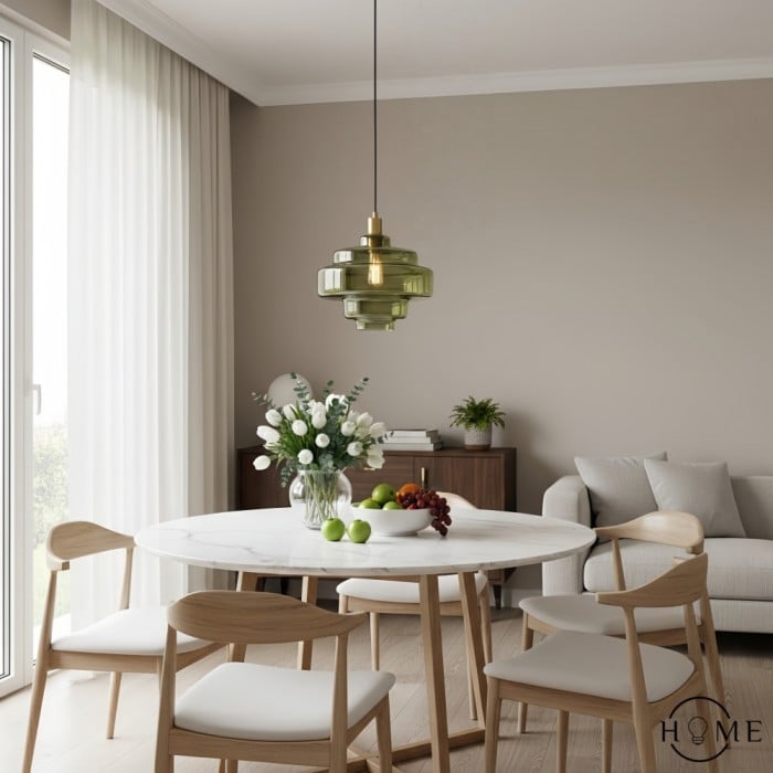 Tiered Vintage Pendant Light - Art Deco Glass Hanging Lamp for Kitchen and Living Room HL1064