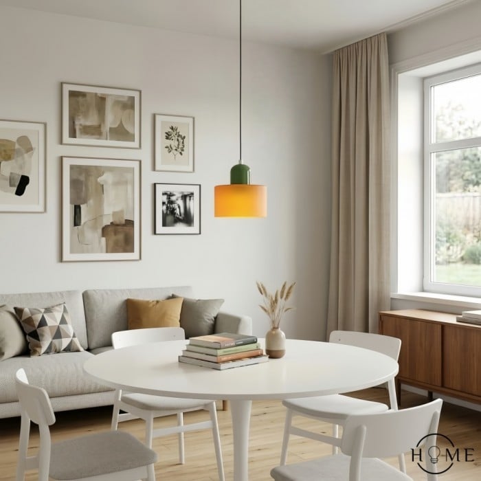 Lámpara colgante con forma de orbe y disco de cristal cilíndrico Morandi HL107