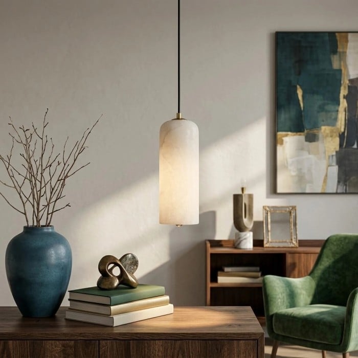 Alabresca Mid Century Alabaster Pendant Light - Multi Head Hanging Lamp for Kitchen Island HL2487