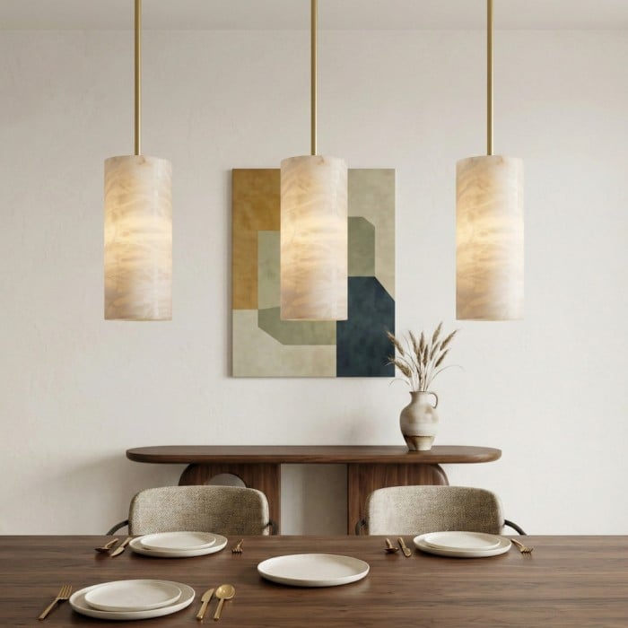 Alabresca Mid Century Alabaster Pendant Light - Multi Head Hanging Lamp for Kitchen Island HL2487