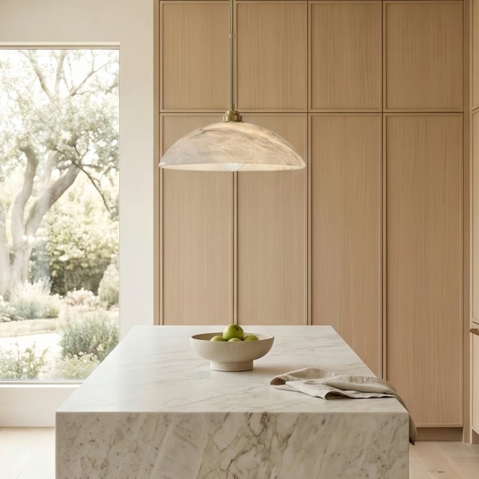 Alariv Elegant Alabaster Dome Pendant Light - Modern Stone Lighting for Dining or Living HL2500