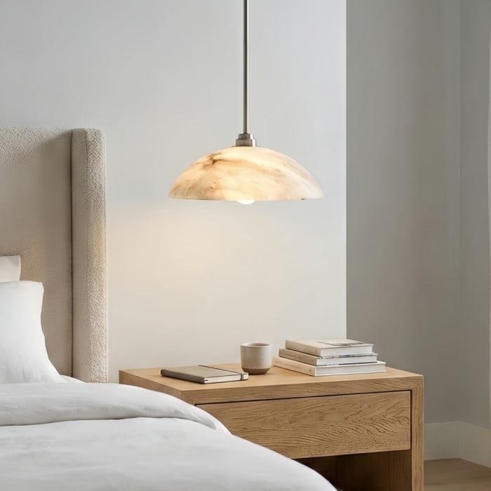 Alariv Elegant Alabaster Dome Pendant Light - Modern Stone Lighting for Dining or Living HL2500