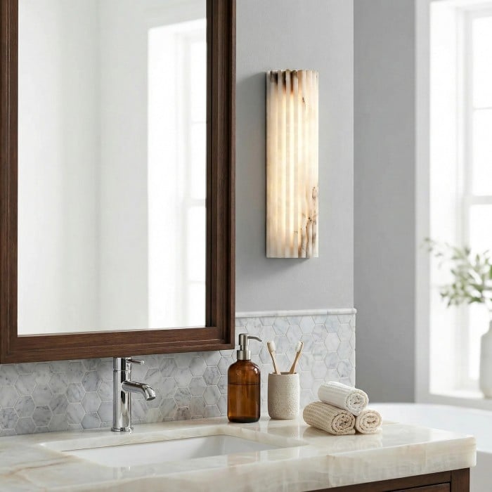 AlaVelle Moderne alabaster wandlamp - Minimalistische wandlamp voor slaapkamers en gangen HL2478