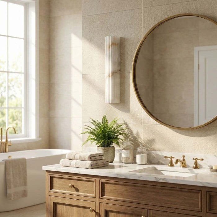 AlaVelle Moderne alabaster wandlamp - Minimalistische wandlamp voor slaapkamers en gangen HL2478