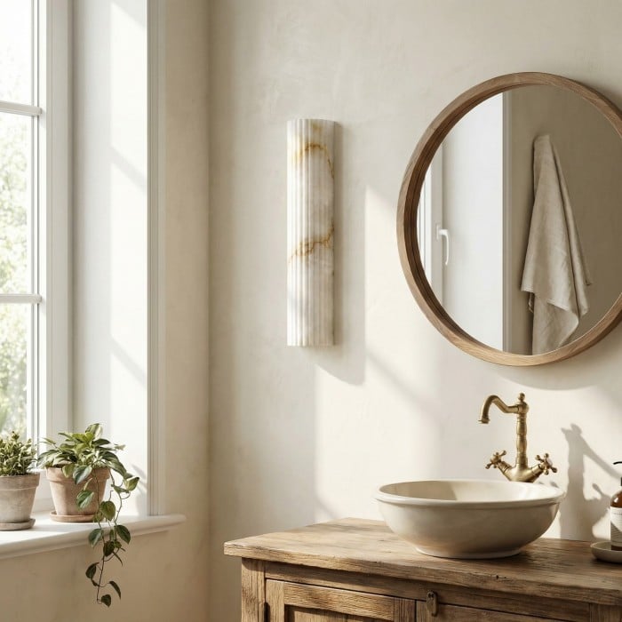 AlaVelle Moderne alabaster wandlamp - Minimalistische wandlamp voor slaapkamers en gangen HL2478