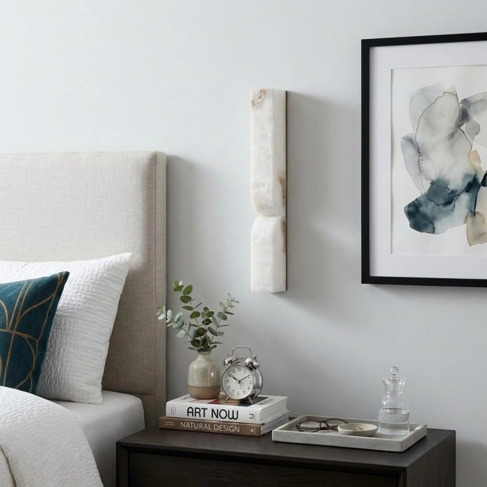 Albesque gebogen wandlamp - Moderne albasten wandlamp voor slaapkamers en woonkamers HL2491