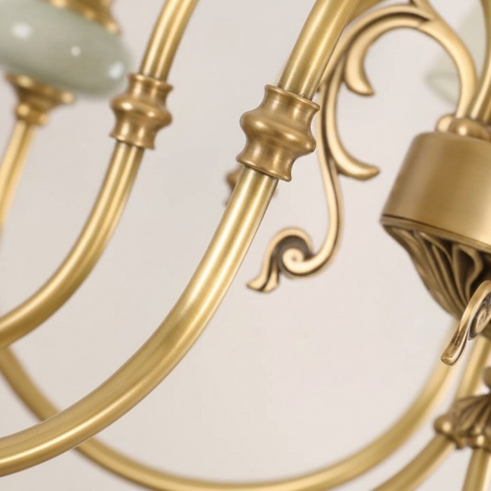 Altoris Serie Kroonluchter met Stoffen Lampenkappen - Messing Keramische Kroonluchter voor Woonkamer HL2479