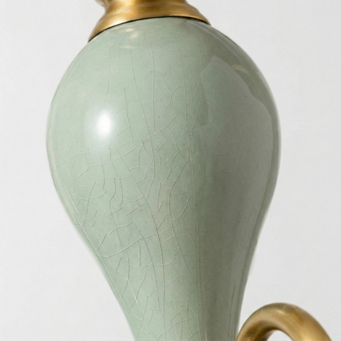 Altoris Serie Kroonluchter met Stoffen Lampenkappen - Messing Keramische Kroonluchter voor Woonkamer HL2479