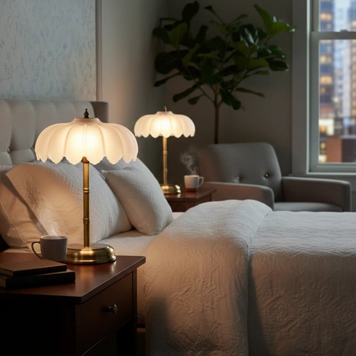 Aridia elegante tafellamp - slanke metalen voet en glazen kap voor moderne ruimtes HL2502