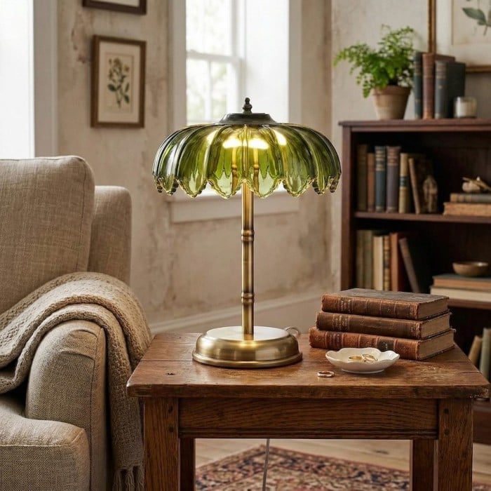 Aridia elegante tafellamp - slanke metalen voet en glazen kap voor moderne ruimtes HL2502