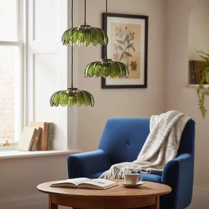 Lámpara colgante Aridia Palm Leaf Cluster, lámpara colgante artística de cristal para pasillo, cocina y salón HL2488