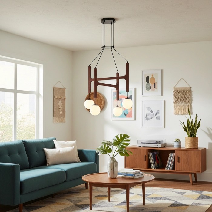 Auralith houten kroonluchter met meerdere armen - moderne, natuurlijke verlichting voor woon- en eetkamer HL2494