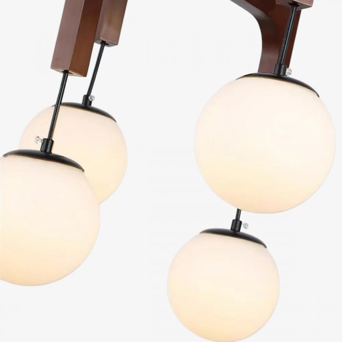 Auralith houten kroonluchter met meerdere armen - moderne, natuurlijke verlichting voor woon- en eetkamer HL2494