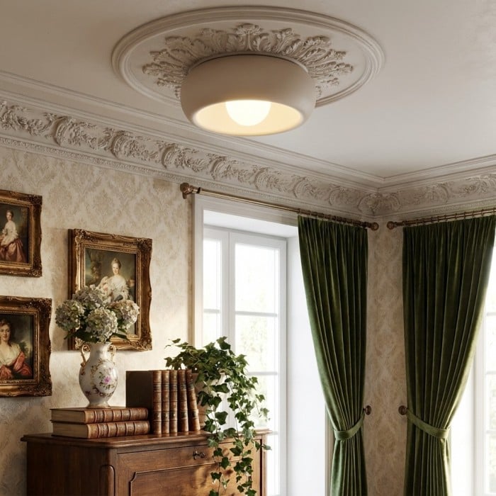 Aurelox Round Flush Mount Ceiling Light Clean Geometric Fixture - Contemporary Indoor Lighting HL2483