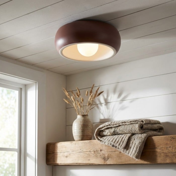 Aurelox Round Flush Mount Ceiling Light Clean Geometric Fixture - Contemporary Indoor Lighting HL2483