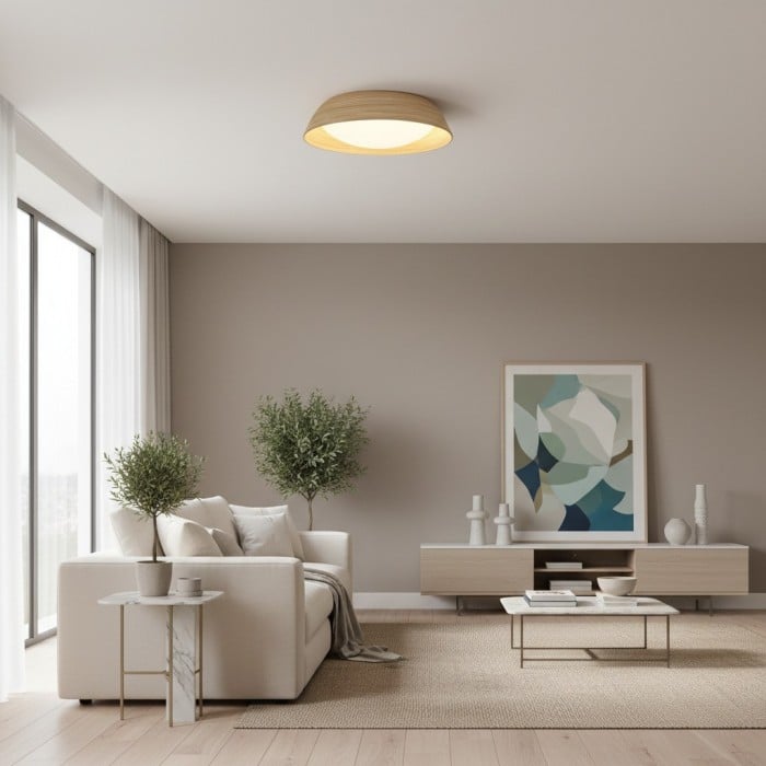 Plafonnier Bambori style Japandi en bambou texturé - Éclairage d'ambiance naturel pour salon HL2452