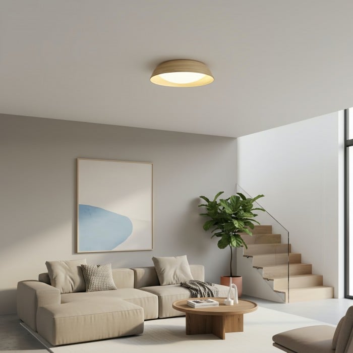 Plafonnier Bambori style Japandi en bambou texturé - Éclairage d'ambiance naturel pour salon HL2452