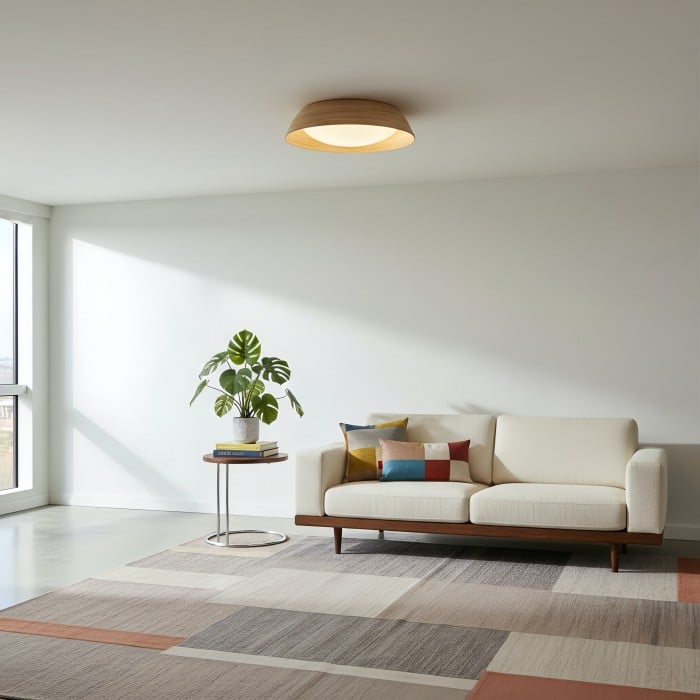 Plafonnier Bambori style Japandi en bambou texturé - Éclairage d'ambiance naturel pour salon HL2452