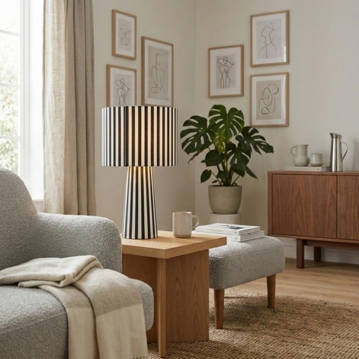 Blendra Grafisk Cylindrisk Form Mönster Bordlampa - Tyg Modern Inomhusbelysning HL2454