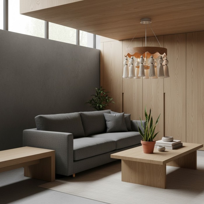 FringeAura Boho Kwastjes Kroonluchter - Grote Kroonluchter met Katoenen Franjes voor Eet- en Woonkamer HL2450