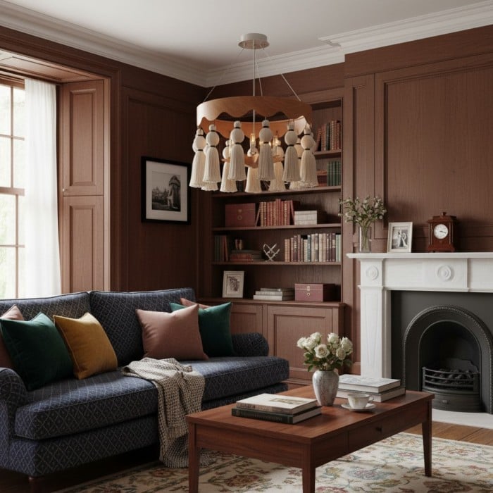 FringeAura Boho Kwastjes Kroonluchter - Grote Kroonluchter met Katoenen Franjes voor Eet- en Woonkamer HL2450