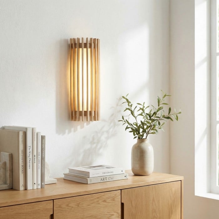 Boskelux Walnut Wandlamp - Gebogen Achterplaat en Diffuus Licht voor Woonkamers of Hales HL2456