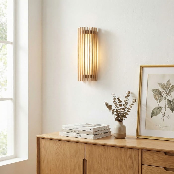 Boskelux Walnut Wandlamp - Gebogen Achterplaat en Diffuus Licht voor Woonkamers of Hales HL2456