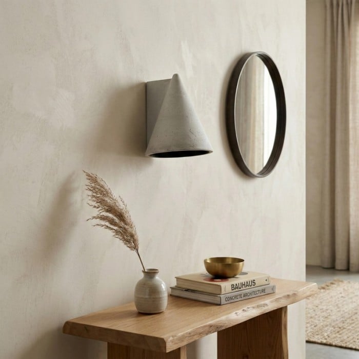 Concrellia taps toelopende betonnen wandlamp - moderne artistieke wandlamp voor de slaapkamer HL2468