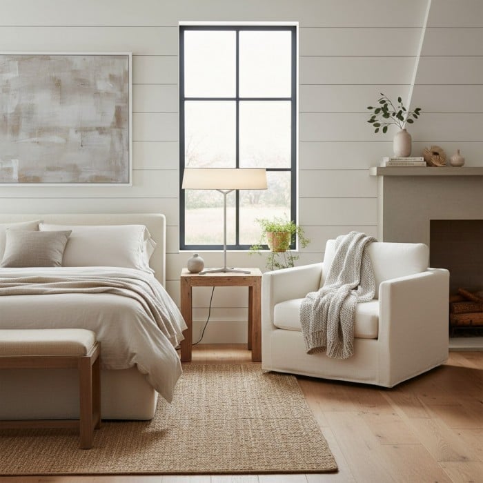 Delvara Moderne dekorative Tischleuchte - Schreibtischlampe mit Metallfuß und pergamentfarbenem Lampenschirm für den Nachttisch