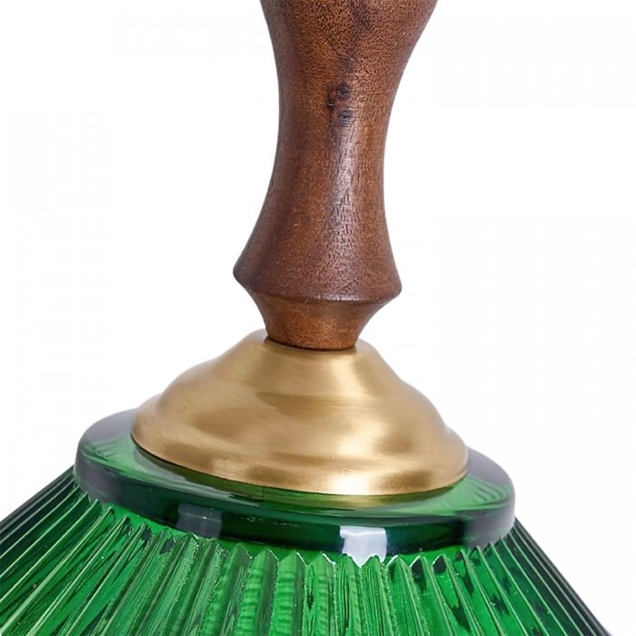 Lámpara colgante Elunaris Vintage con forma de trompeta y pantalla de cristal verde para comedor HL2455