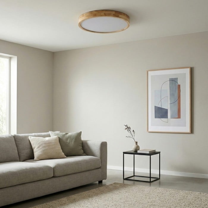 Lámpara de techo LignoForma con forma geométrica - Lámpara de techo LED de madera contemporánea para dormitorio y salón HL2449